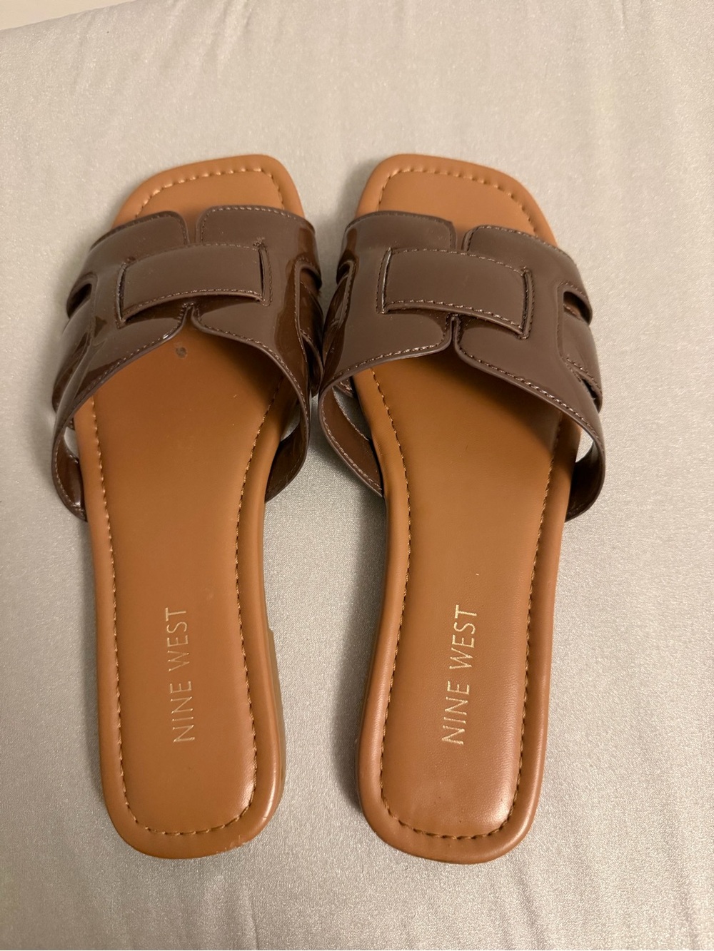 Nine West Brown Open-Toe Slide Mules
